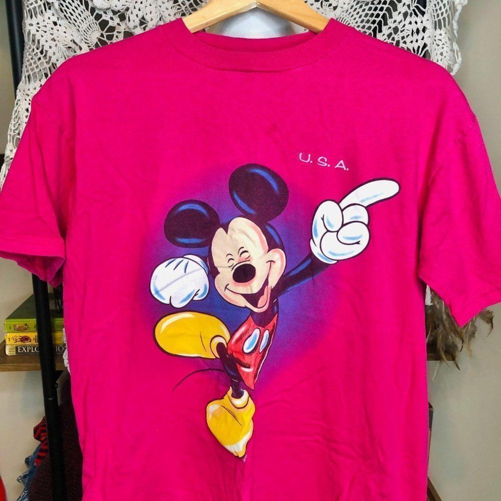 Vintage 90s Y2k Pink Disney Mickey‎ Mouse Shirt